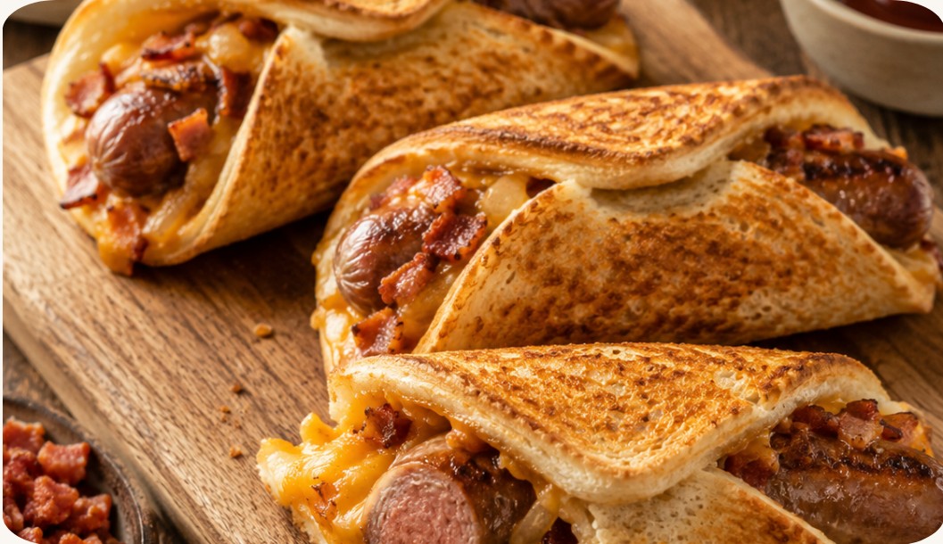 Cheesy BBQ Sausage Foldovers