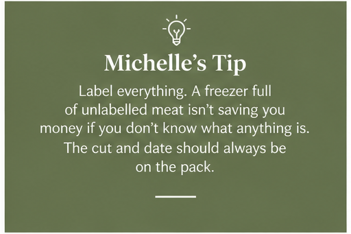 Michelle's tip: label everything so you always know the cut and date on the pack
