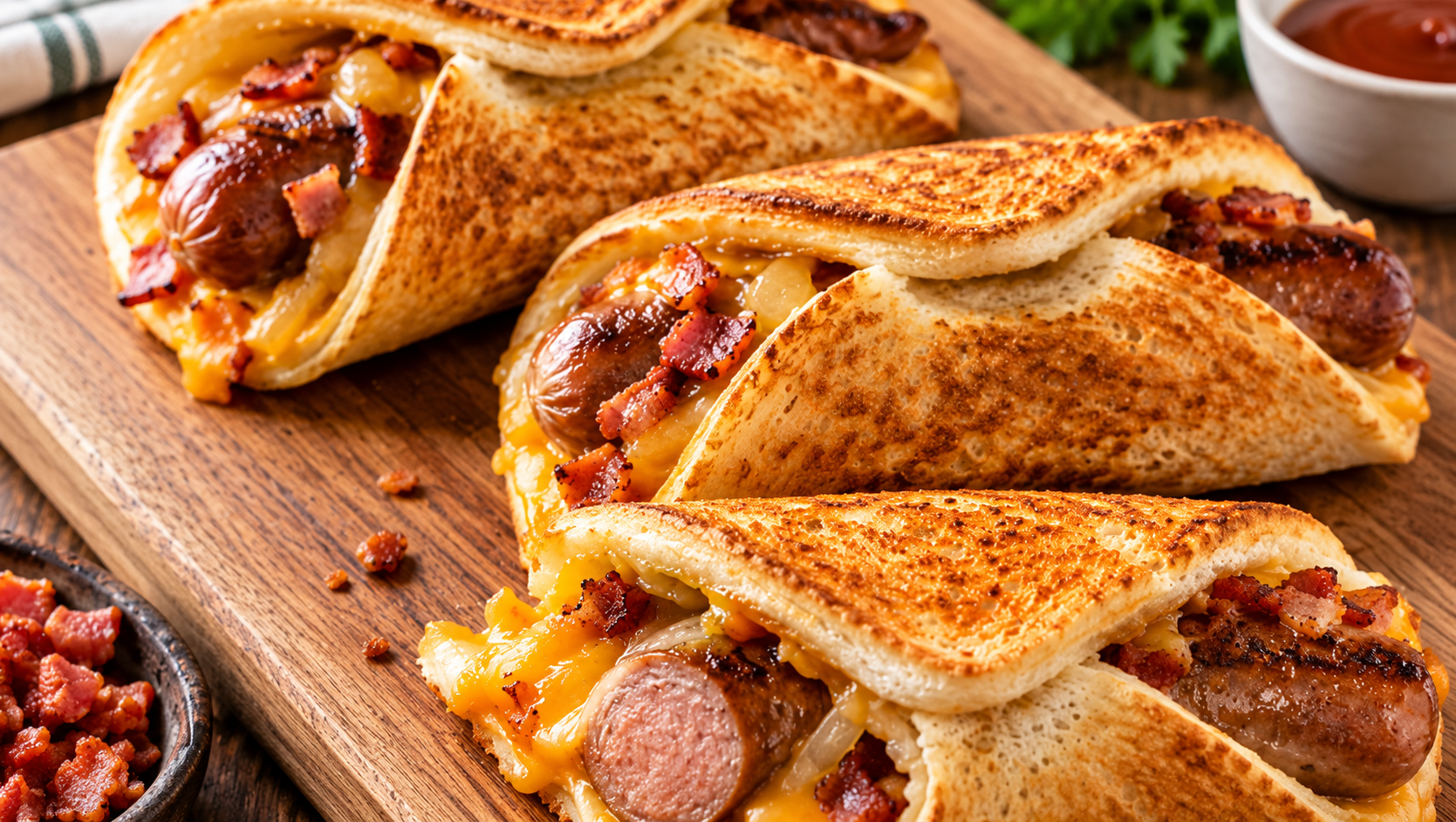 Cheesy BBQ Sausage Foldovers