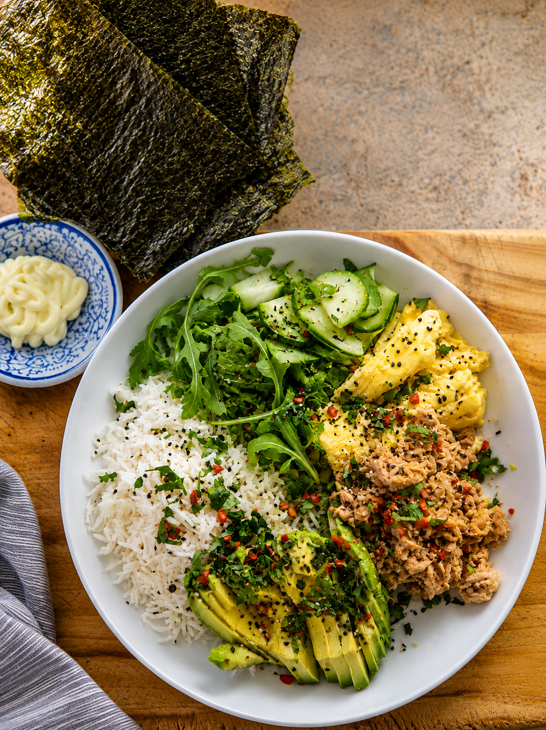 Sushi Bowls Using Leftover Meat, Rice and Fresh Vegies