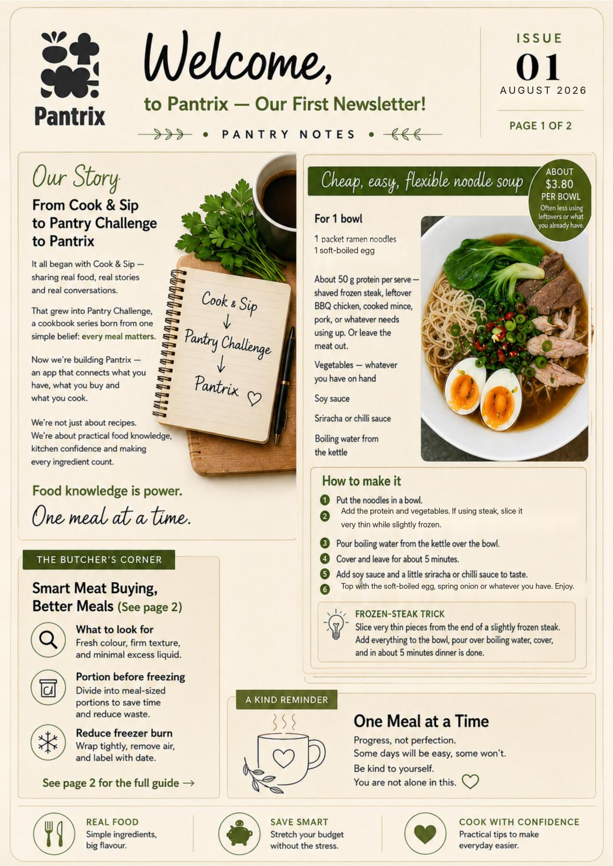 Pantrix Pantry Notes, August 2026 Issue 01, page 1