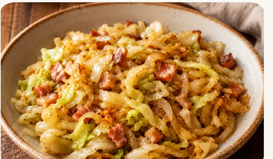 Fried Cabbage, Onion & Bacon