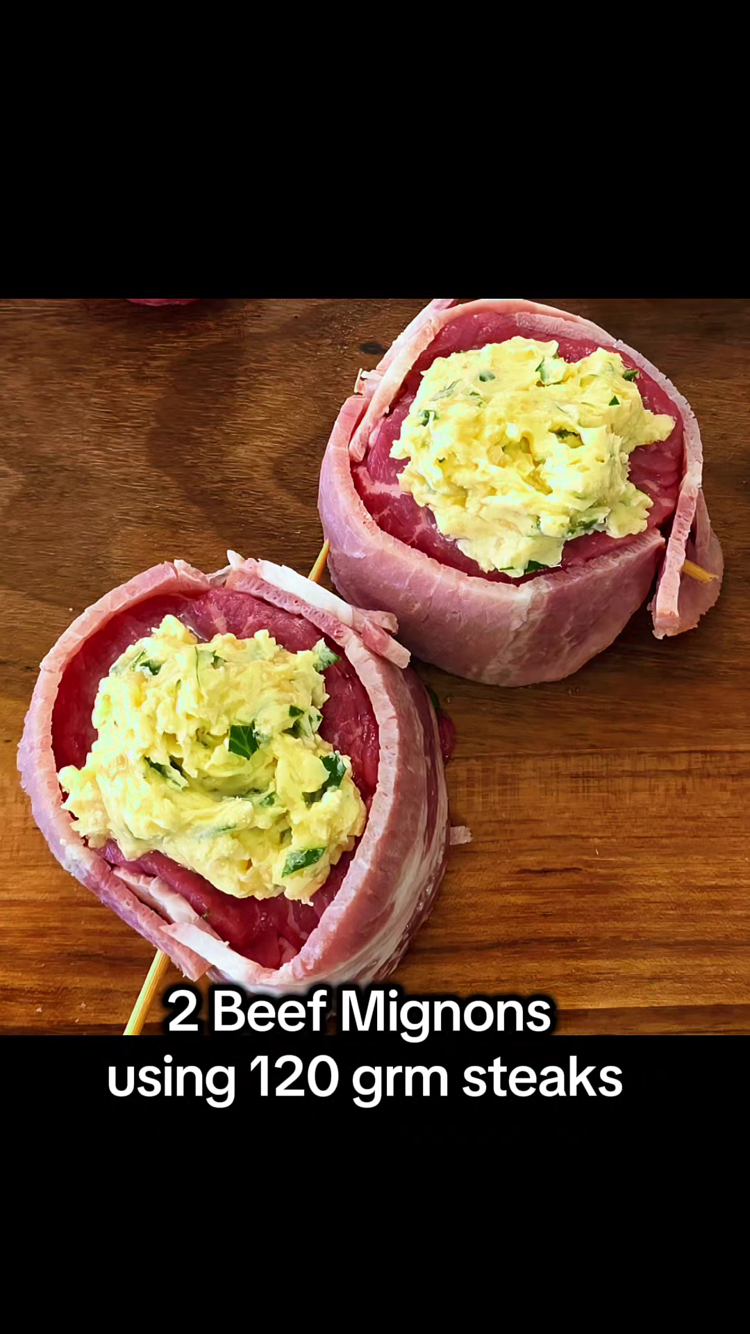 Beef mignons prepared from a whole eye fillet